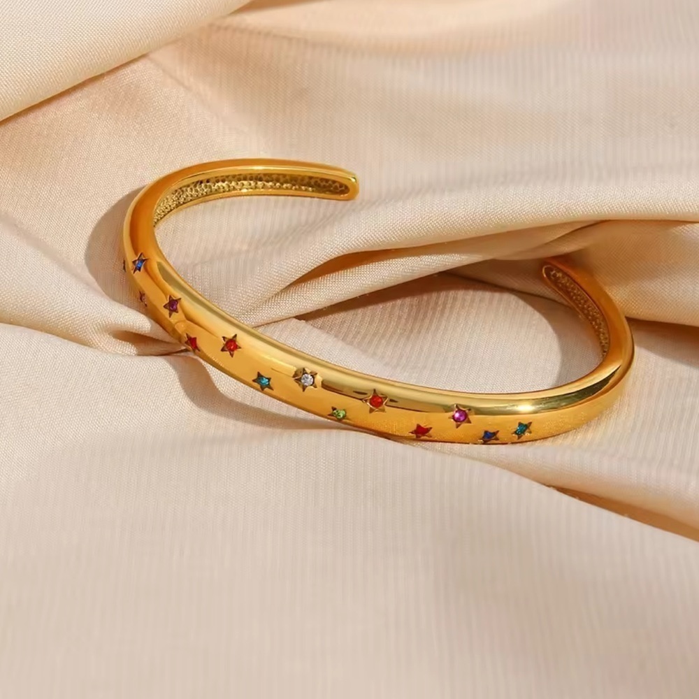 Anthropologie Gold Star Multicolor Cuff Bracelet